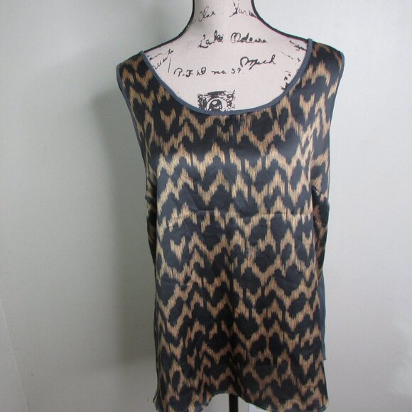 A.N.A. Sleeveless Blouse XL Animal Print Black Brown Gray - Picture 1 of 8